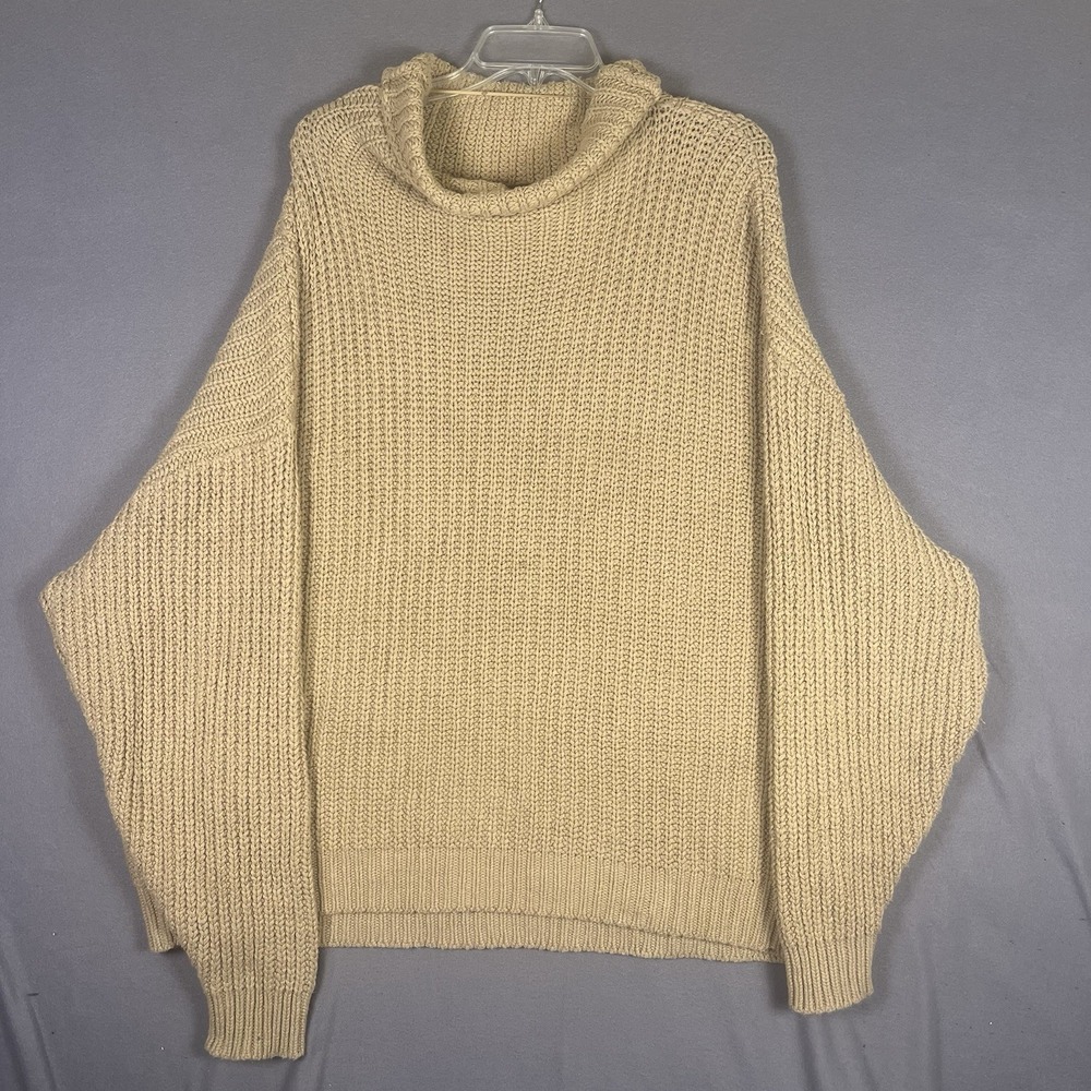 Free People Swim Too Deep Turtleneck Oversized Chunky Cotton Sweater, Size Small